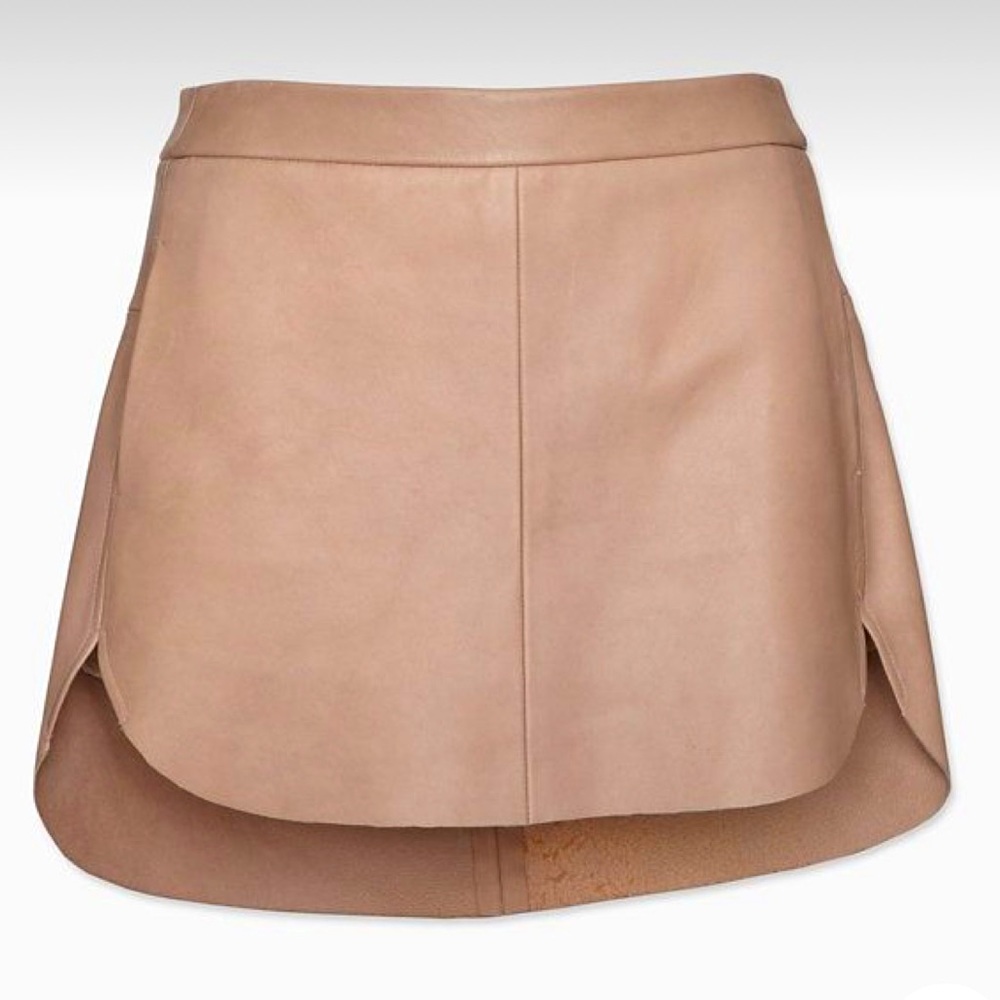 Michelle Mason Leather Blush Mini Skirt